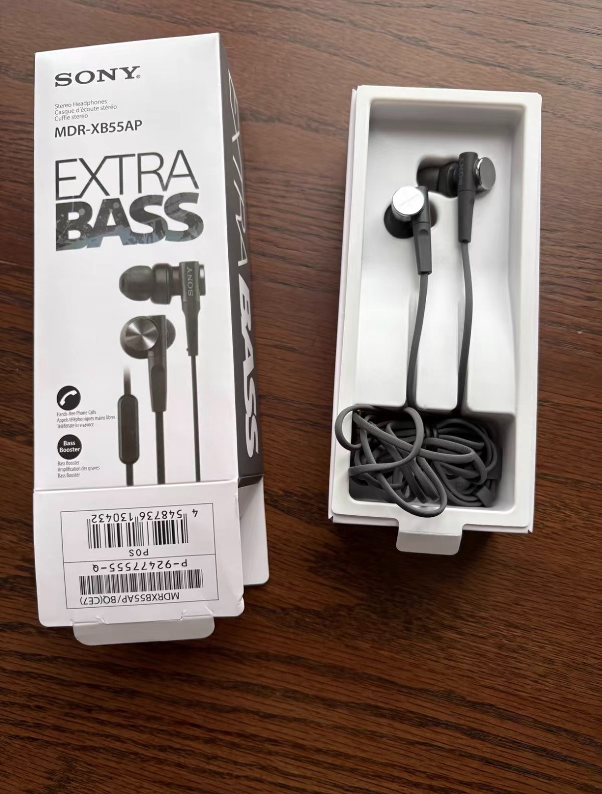 SONY MDR-XB55AP Bass Booster In-Ear Headphones In-line Remote Mic Black/Gray