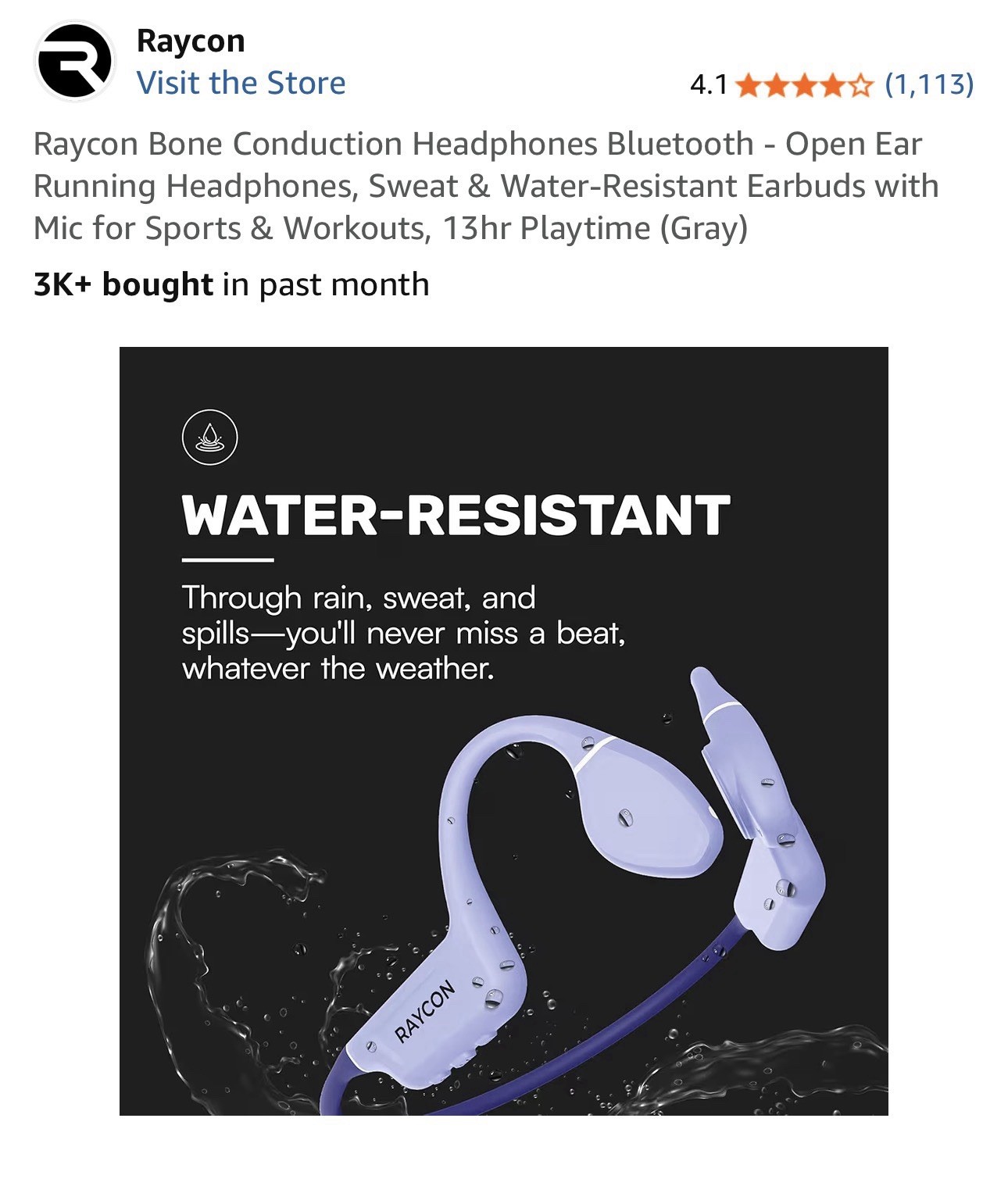 Raycon Bone Conduction Headphones Bluetooth Open Ear Running Headphones