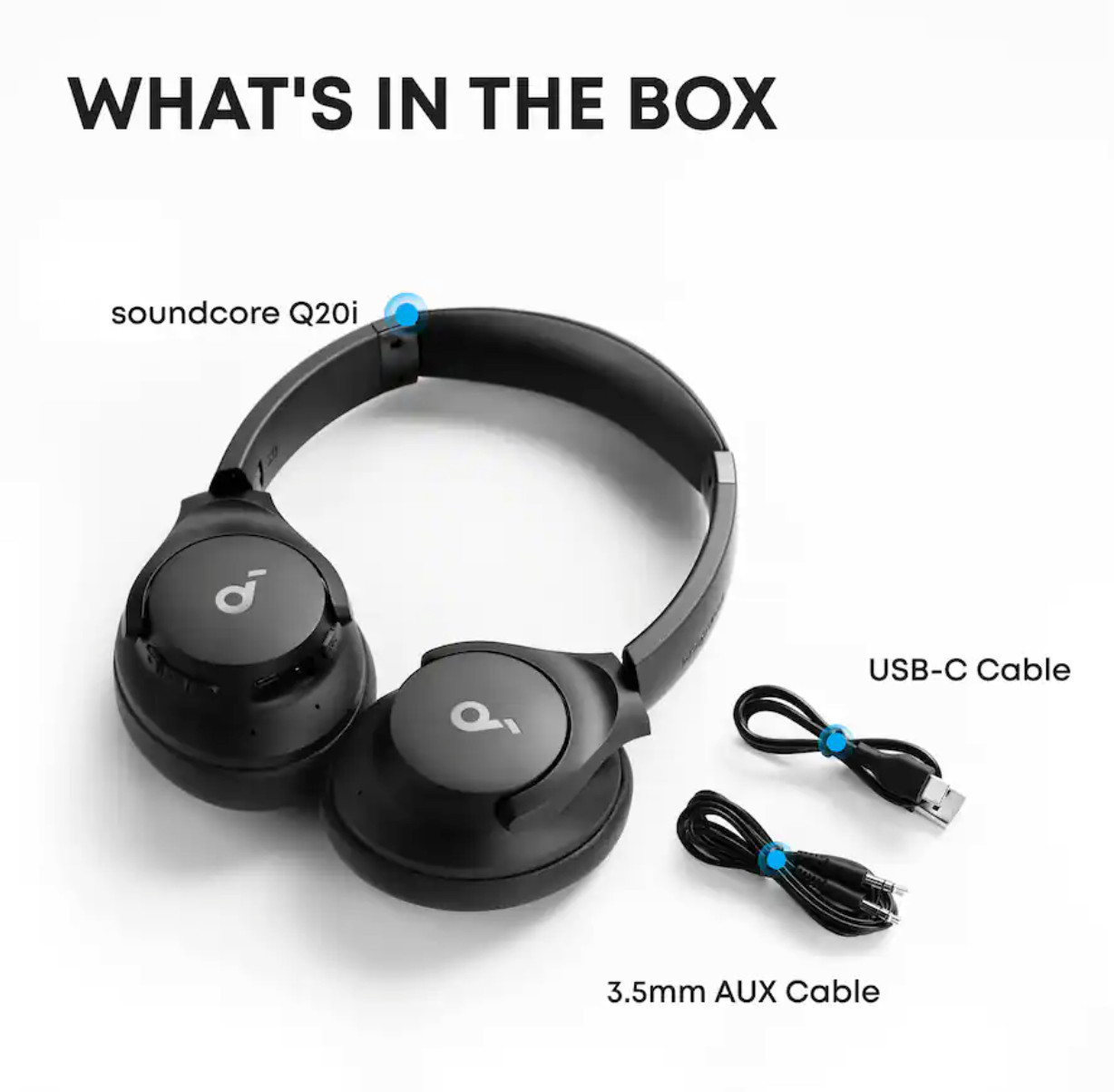 BRAND NEW Soundcore Q20i Wireless Bluetooth Noise Canceling Headphones — Black