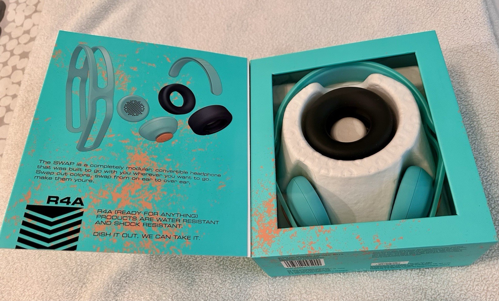 BOOM Swap Green Mint On-Ear Headphones 40mm 3.5mm 1.2m Water/Shock Res