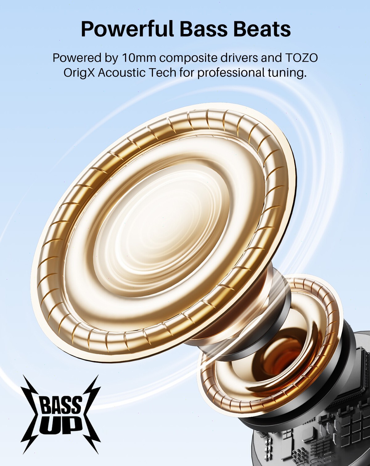 TOZO Hybrid Active Noise Cancelling Earbuds with Smart Touch Screen