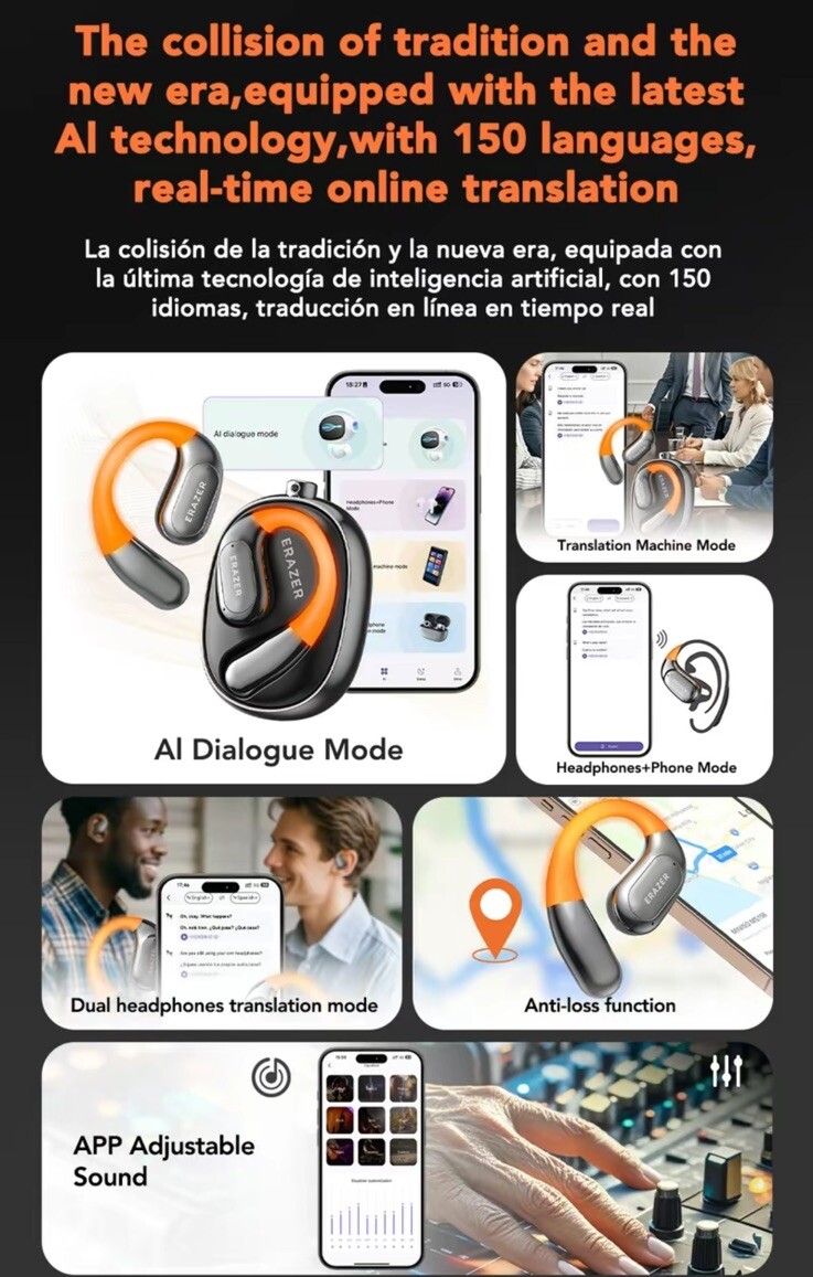 ERAZER XF31 Al Translation Earphones True Wireless OWS Headphones