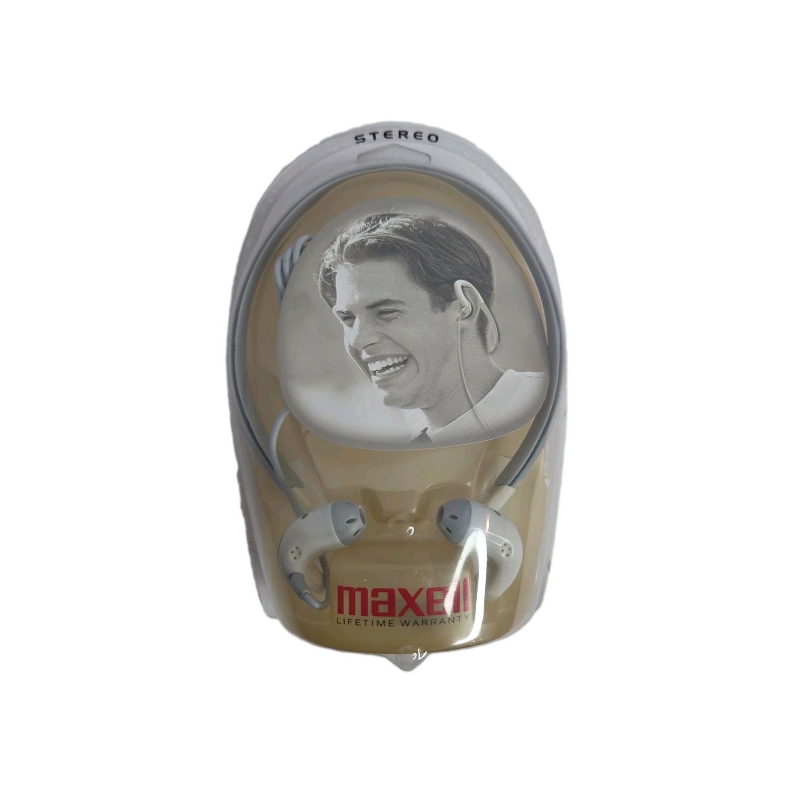 Maxell NB/HB-210 Stereo Neckband Head Buds White New In Package in Ear