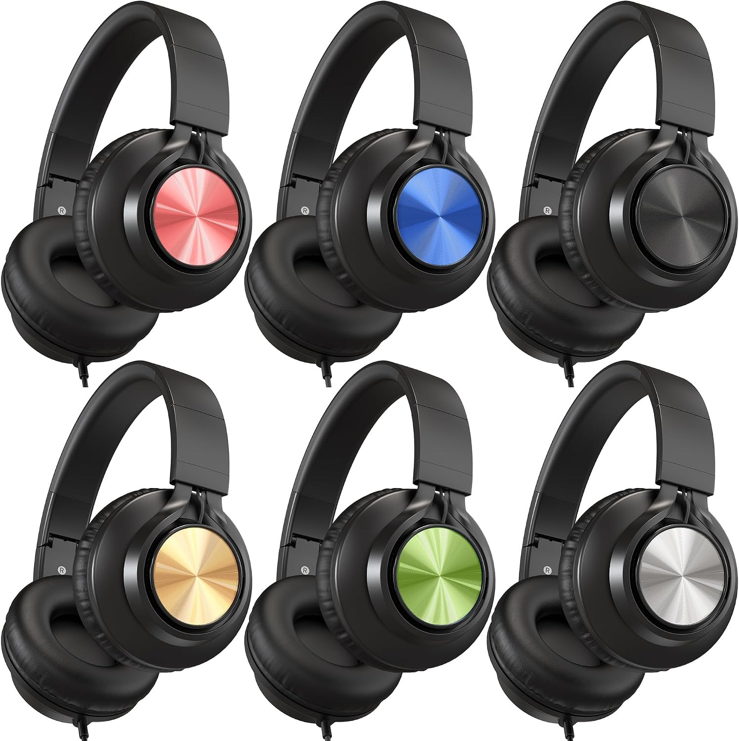 Kids Headphones Bulk 6-Pack for K-12 School Online Learning Travel |