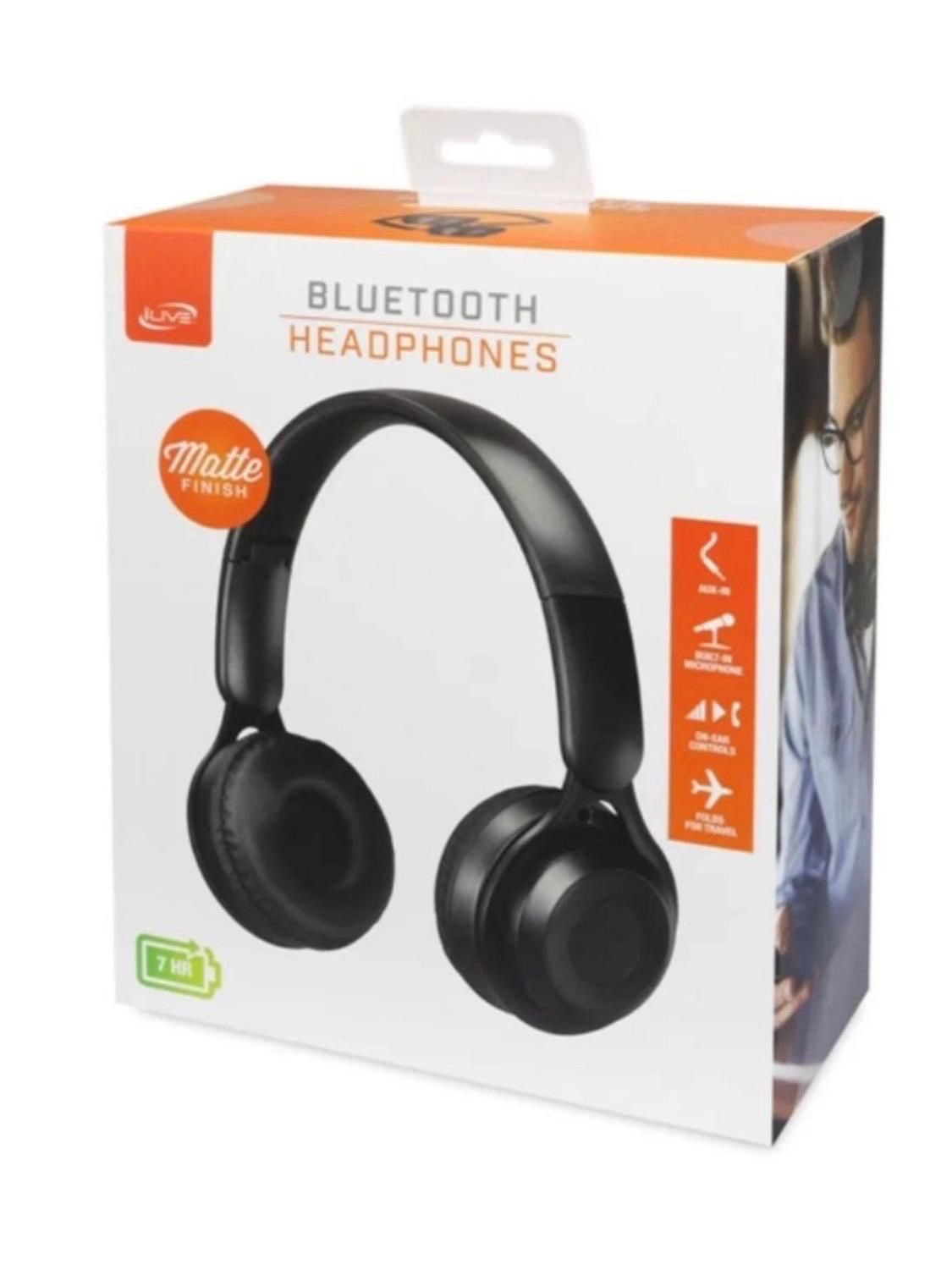 iLive IAHB48MB Bluetooth Over-The-Ear Headphones w/Microphone (Matte Black), New