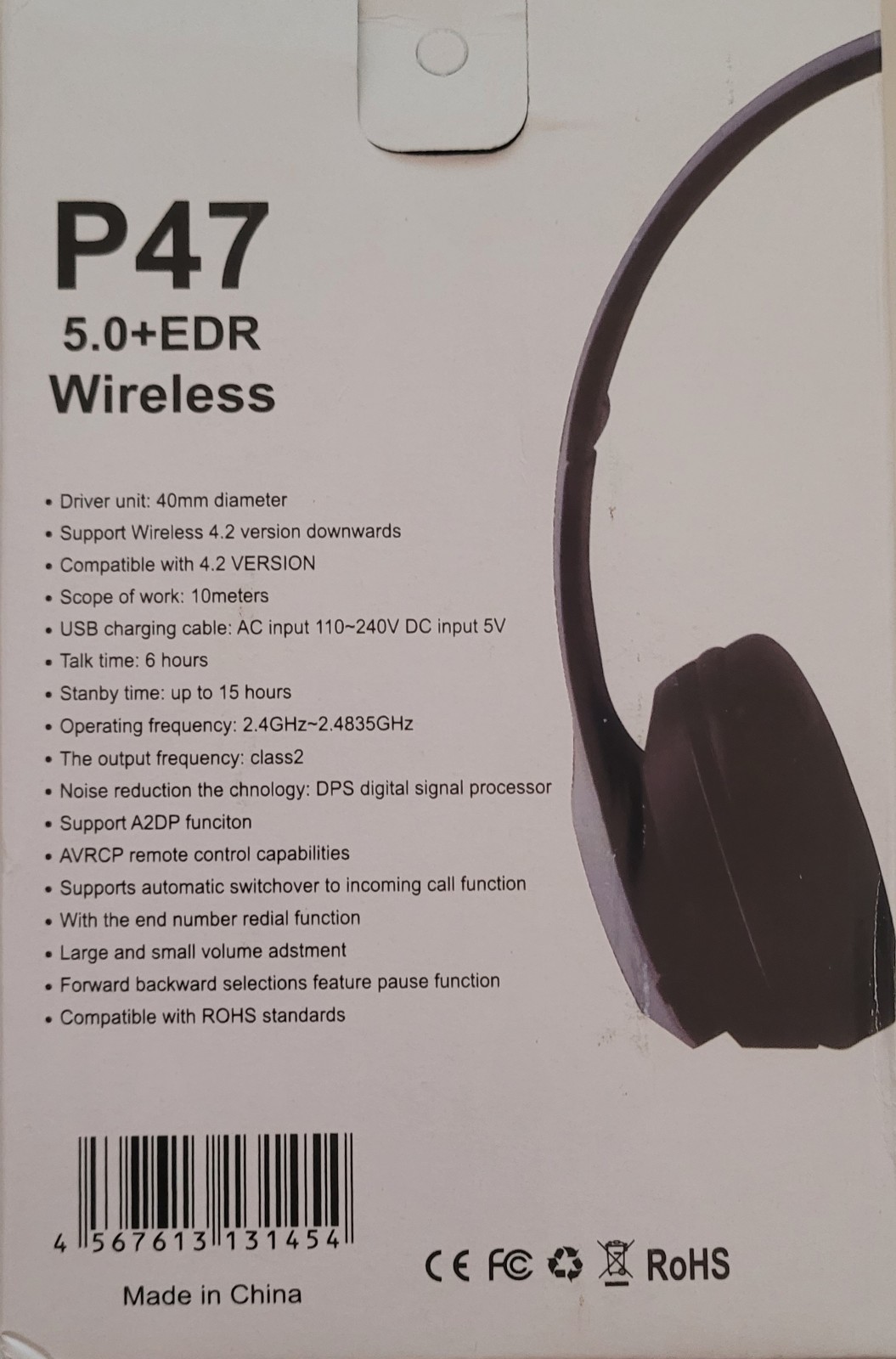 P47 Wireless Headphones, Black