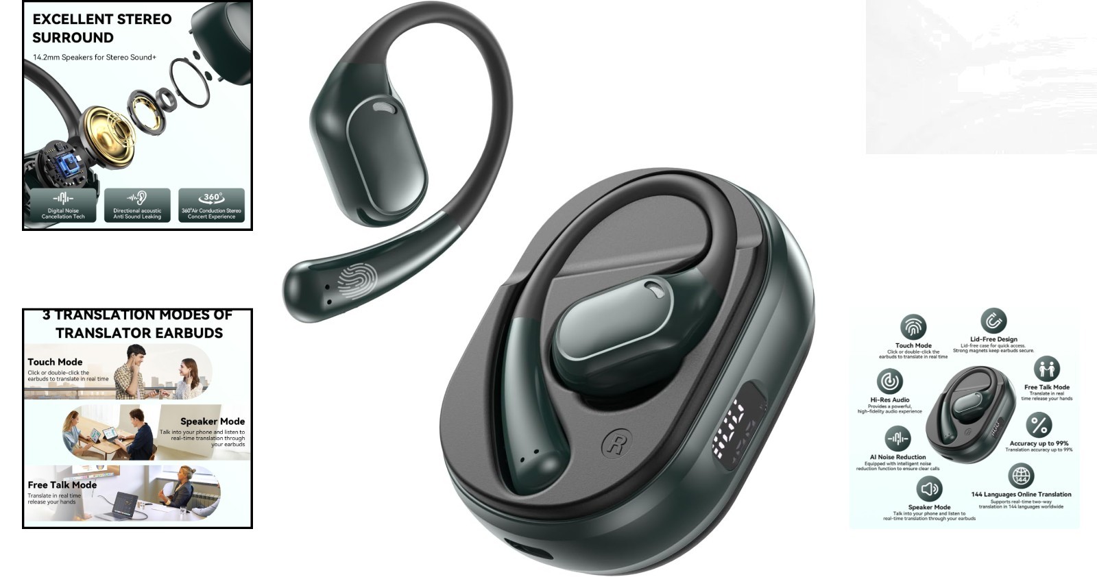 Dynamic Sound AI Translation Earbuds: 144 Languages & Fast Charging in 1.5 Hours