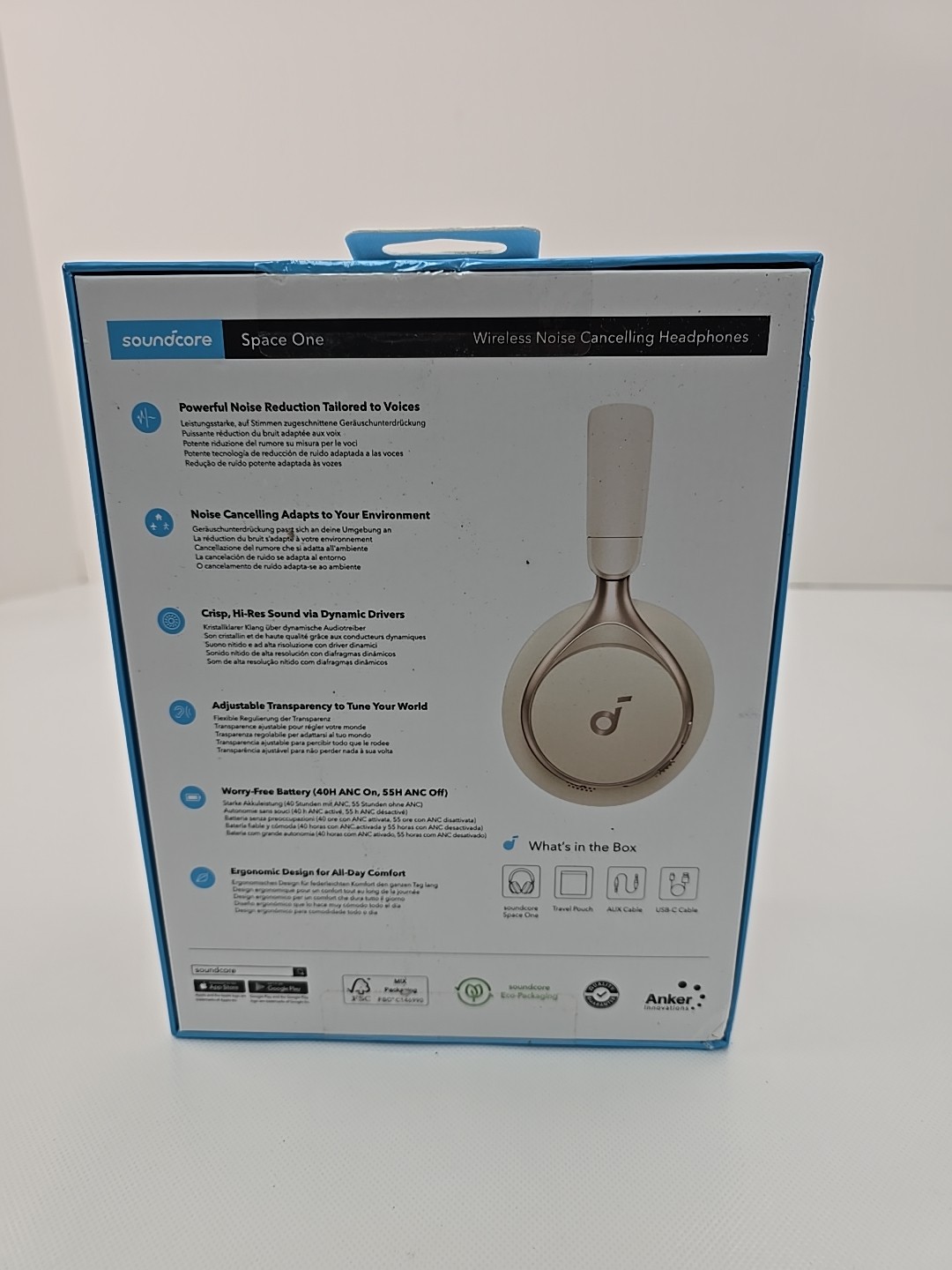 New Soundcore by Anker space one Active Noise Cancellation Headphones Beige