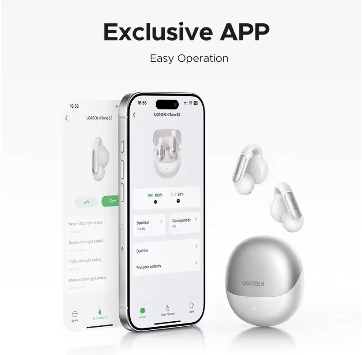 UGREEN Hitune S5 Open-Ear Bluetooth Earbuds, ENC HD Call, DNN Noise Cancel, Mic