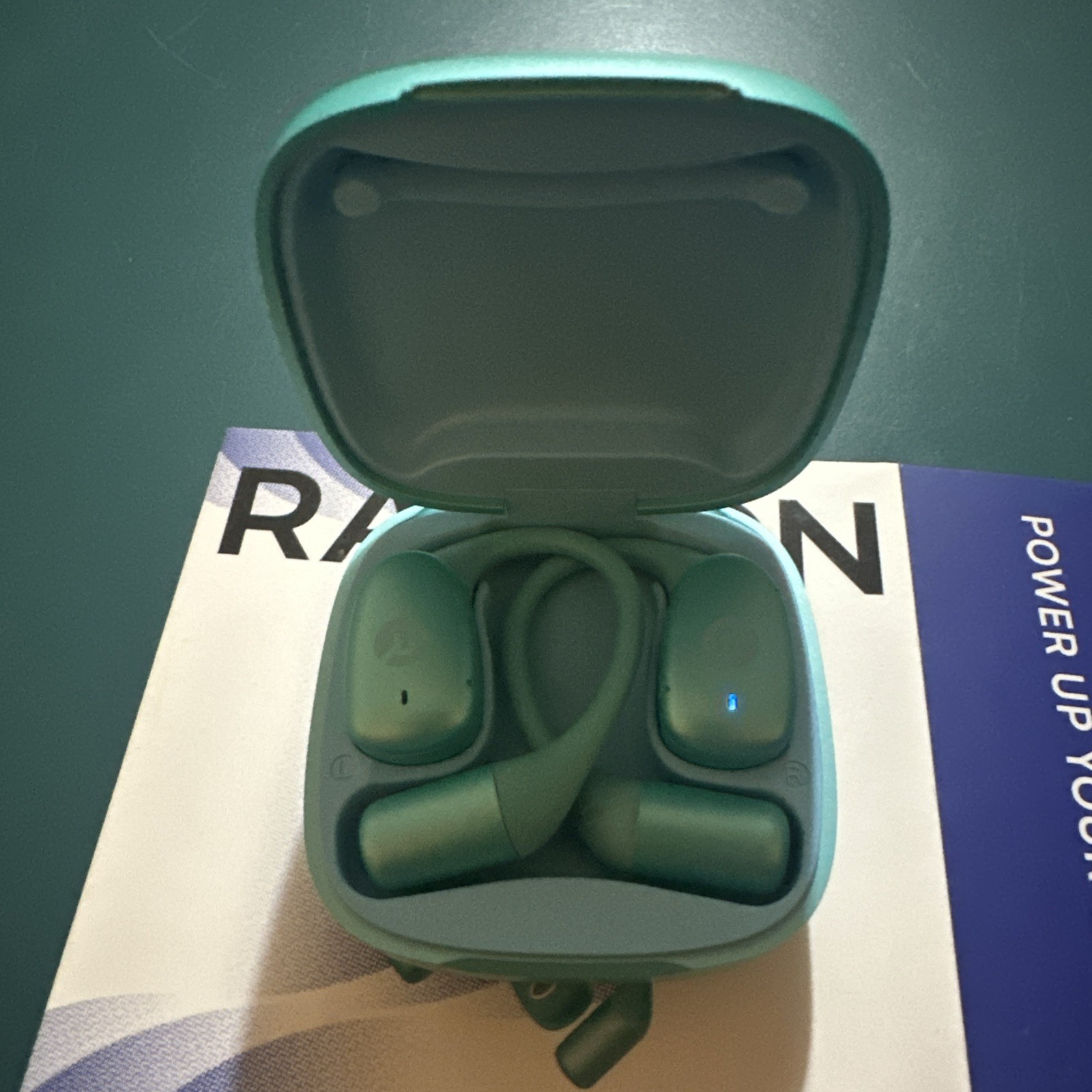 Raycon Essential Open Bluetooth Earbuds Mint Green Sky Blue RB0715-25E-MIN
