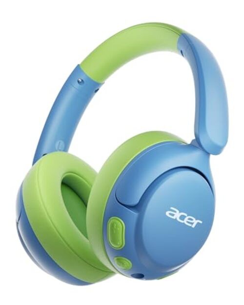 acer Kids Bluetooth Headphones, 85dB Volume Limiter, Foldable Blue-Green