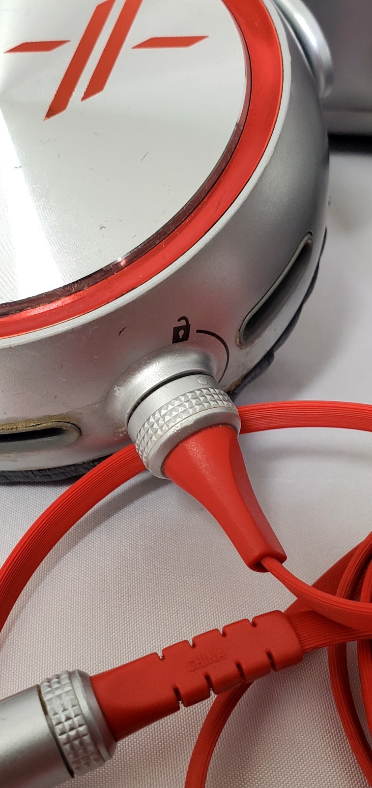 SONY MDR-X10 Wired Headphones Over-Ear Silver Red | Tested Silver and Red