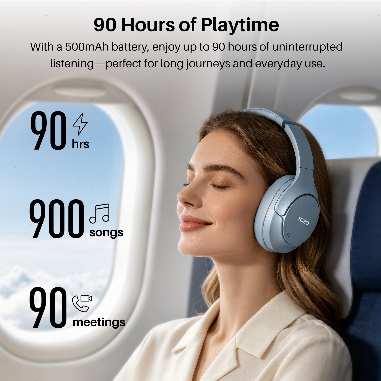 TOZO HT3 Over Ear Bluetooth Headset ANC Noise Cancelling Headphone AI Chat w/APP