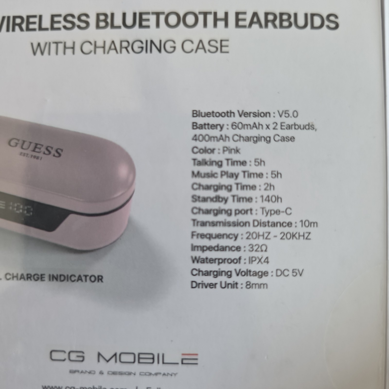 GUESS True Wireless Bluetooth In-Ear Earbuds USB-C Case Pink / Black GUTWST31EP