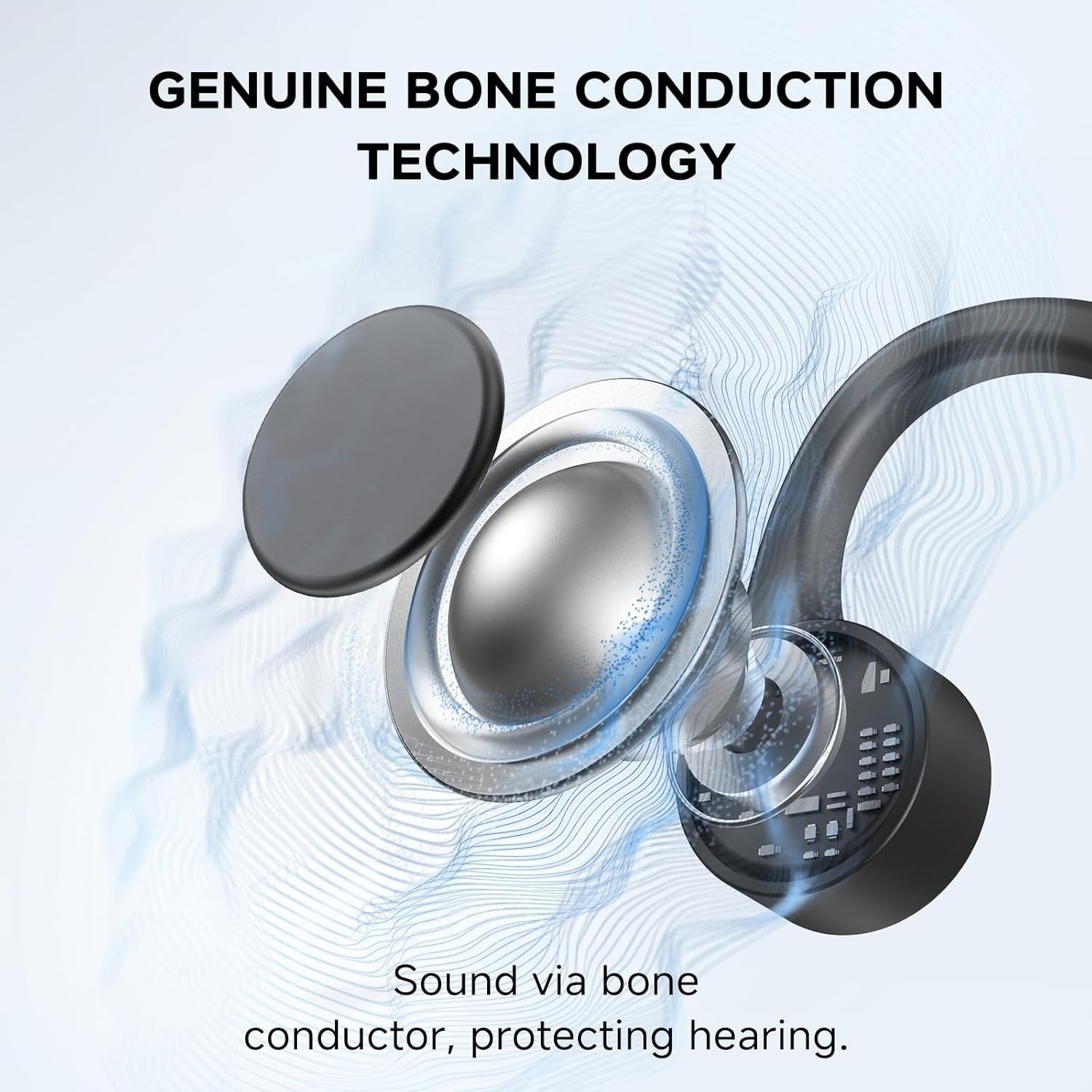 Open Ear Headphones with Mic, Bluetooth Headset with Microphone AI Noise Cancel