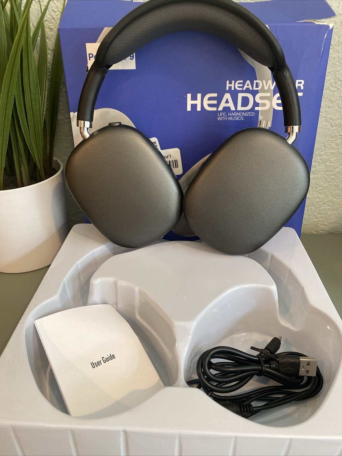 Peakfun P9 Wireless Headphones Over-Ear Bluetooth Adjustable Rotate-black