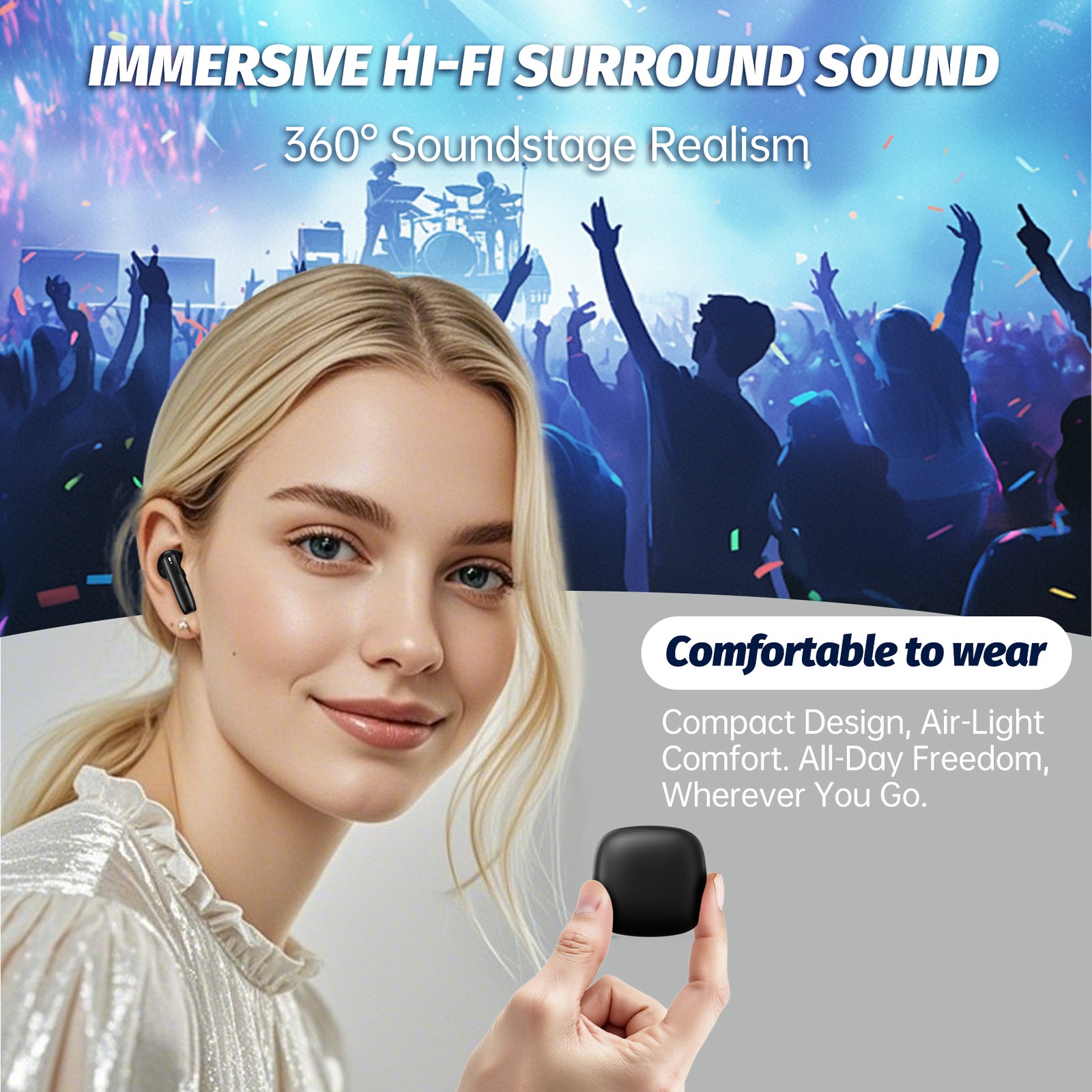 Wireless Open ear Headphone Hi-Res Sound Bluetooth Earphone Sports Earbuds