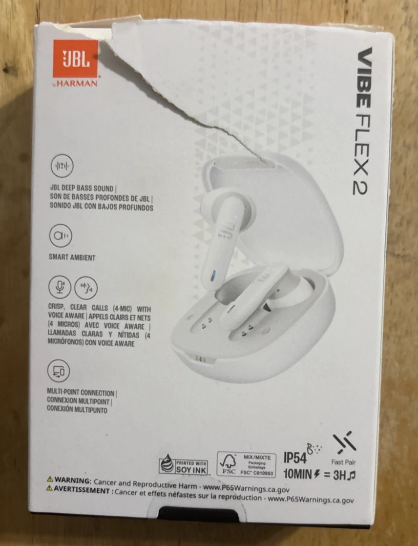 JBL JBLVFLEX2WHTAM Vibe Flex 2 – True Wireless Earbuds – White