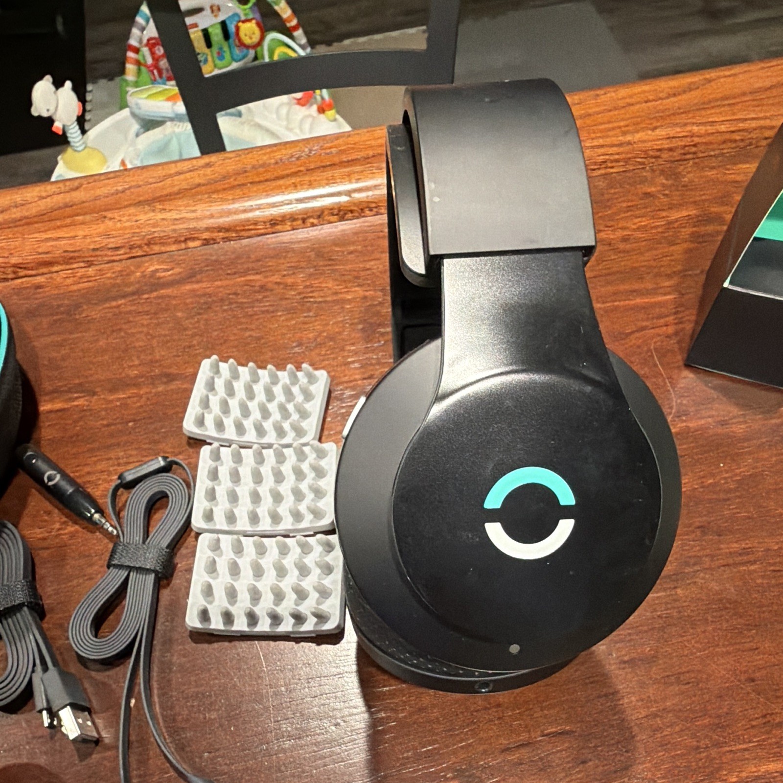 Halo Sport Over-Ear Headphones Black/Teal 3.5mm w/ Case & 3ft Cable