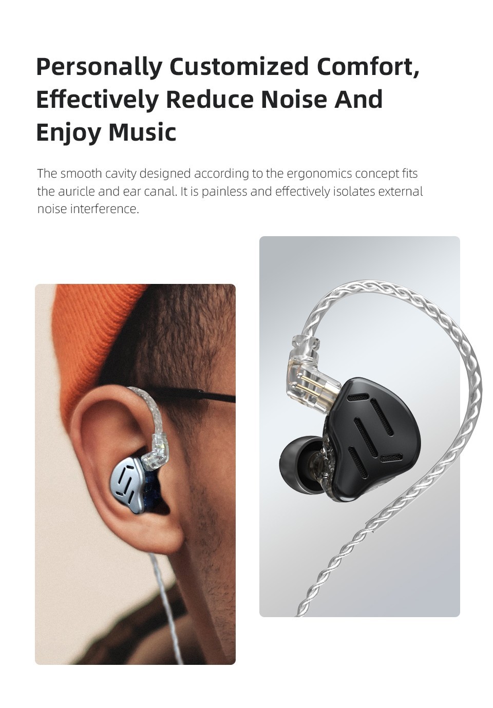 KZ ZAX Pro In Ear Earphones 1DD 7BA HIFI Bass Monitor Headset | Black With MIC