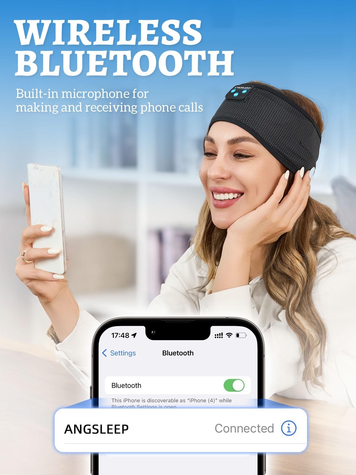 Sleep Headphones Bluetooth Wired 2in1, Headband Side Sleeper Thin Speaker Mic