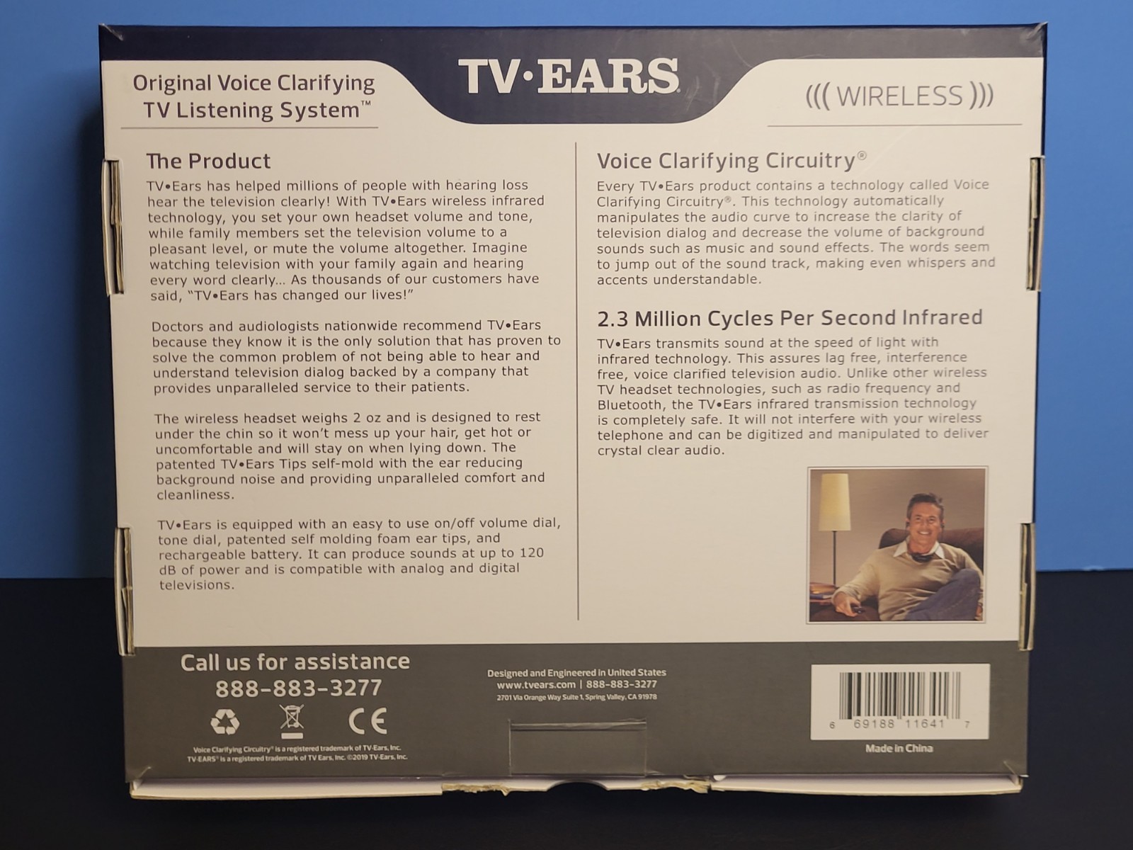 TV Ears Wireless Black Version 5.0 Item #11641 Voice Clarifying Listening