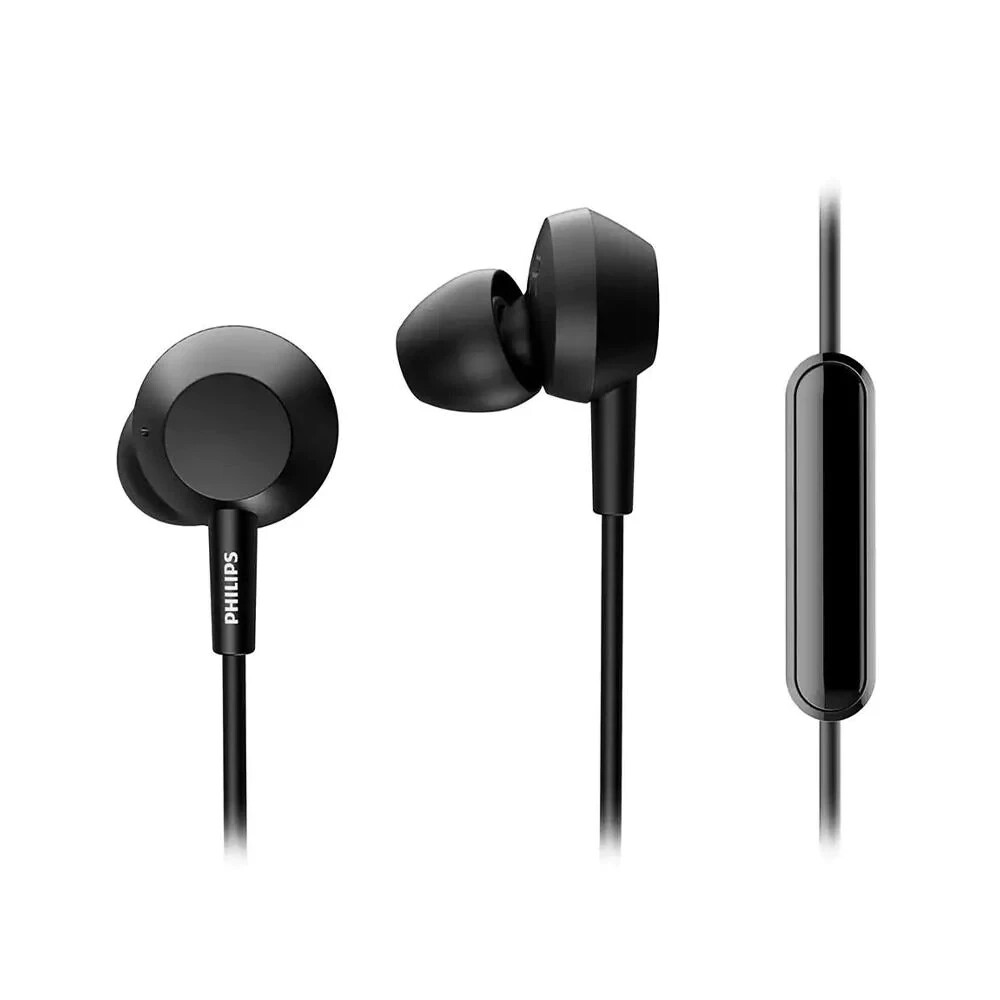 Philips TAE4105 Wired In-Ear Headphones with Microphone for Phone Earbuds, Black