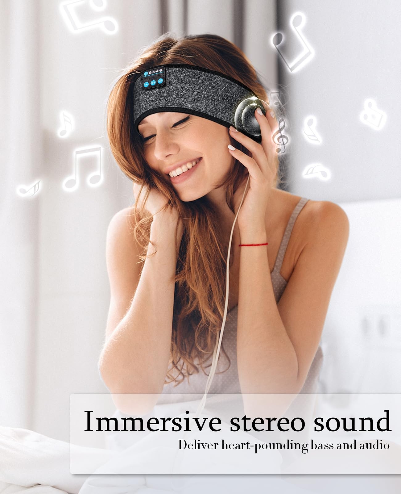ENJ01 Bluetooth 5.2 Wireless Sleep Headphones – Grey, Modern, Comfortable for…