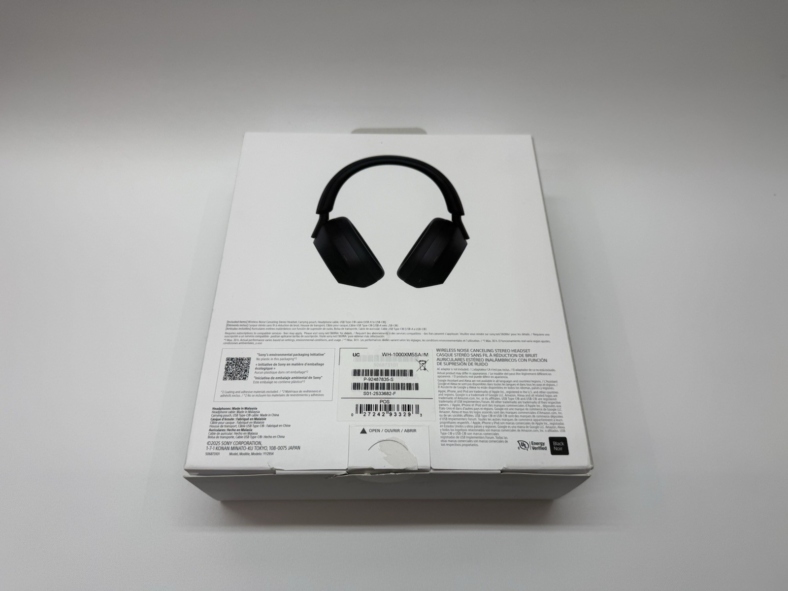 Sony WH1000XM5/SA Wireless Noise Canceling Over Ear Headphones Black / OPEN BOX