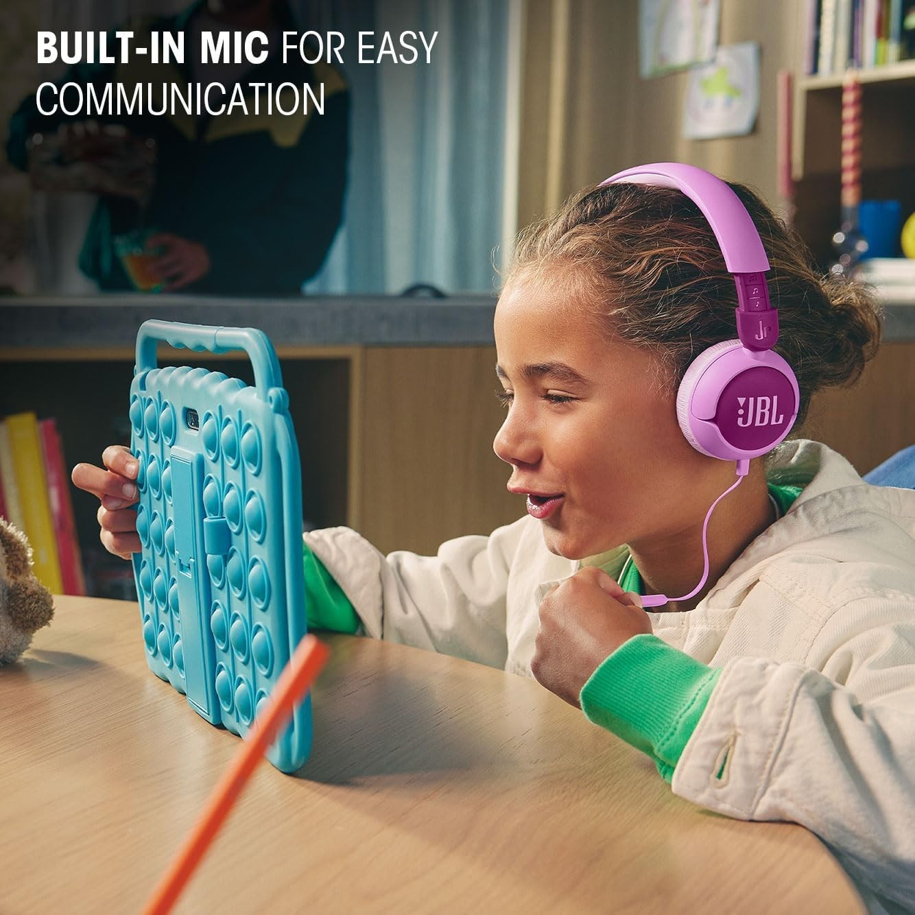 JBL Junior 320 Wired on-Ear Kids Headphones Safe Sound 85dB Built-in mic Purple