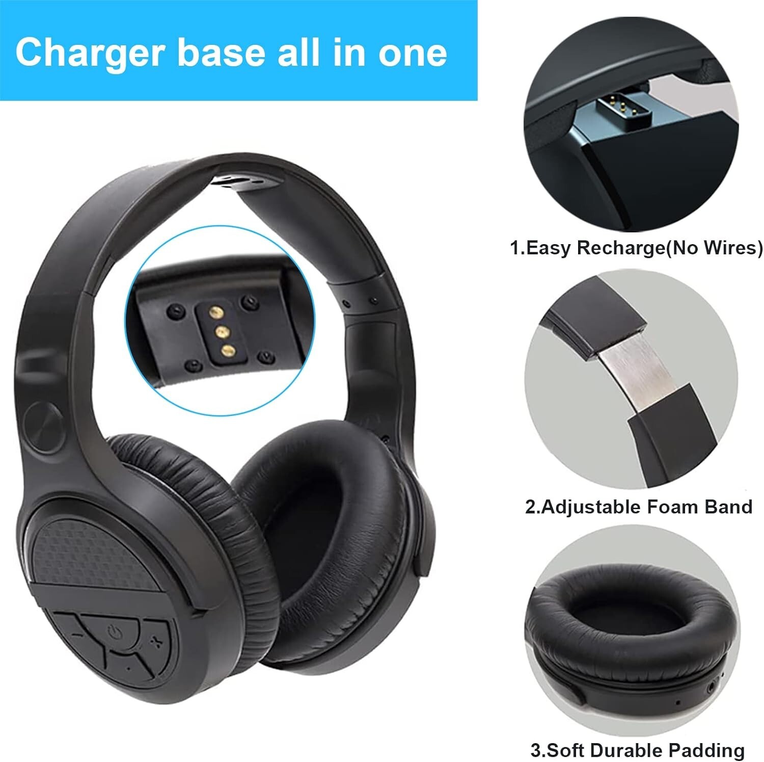 Wireless Headphones for TV Watching with Digital Optical RCA 2.4GHz RF Transm…