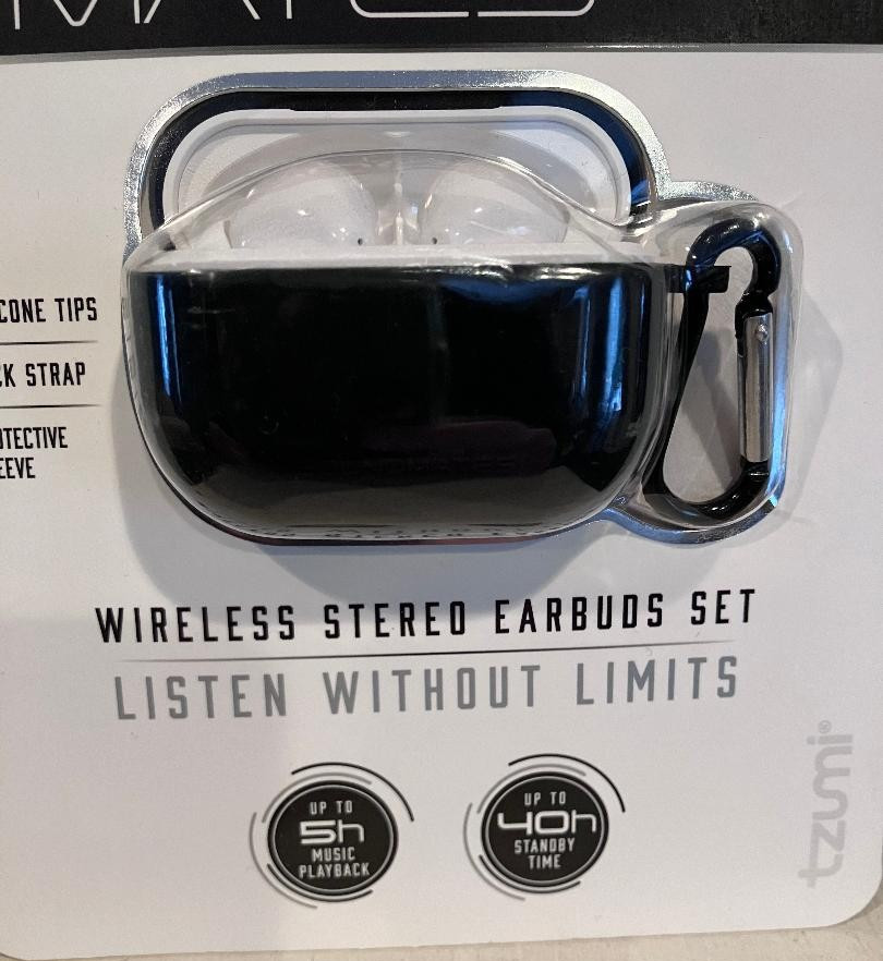 TZUMI Soundmates V2 5.0 Wireless Stereo Earbuds w/Wireless Charging Case – New!