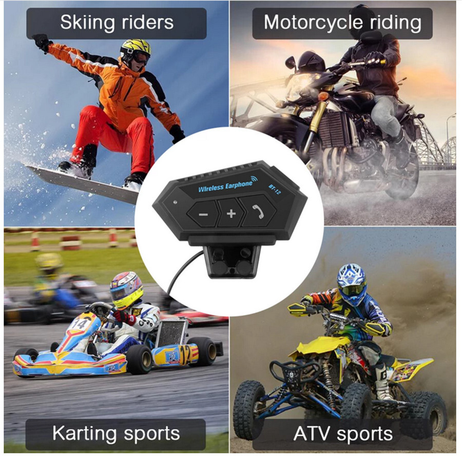 Wireless Bluetooth Motorcycle Helmet Headset Telephone Hands-Free Rechargeable