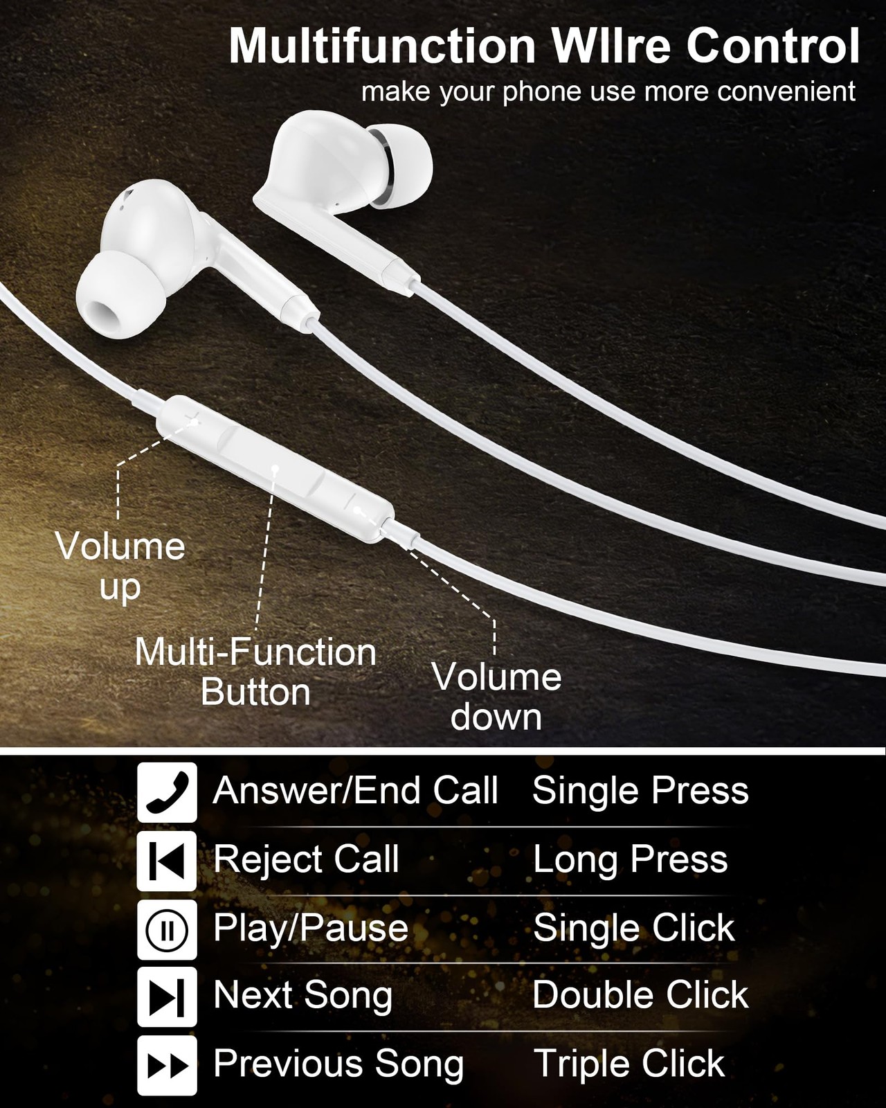 iPhone 17e 17 Headphones Wired USB C Ear Buds for 17 Pro Max White