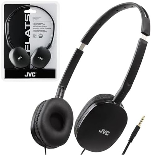 JVC Flats On-Ear Wired Headphones – Flat Foldable Design – 30mm Driver for Po…