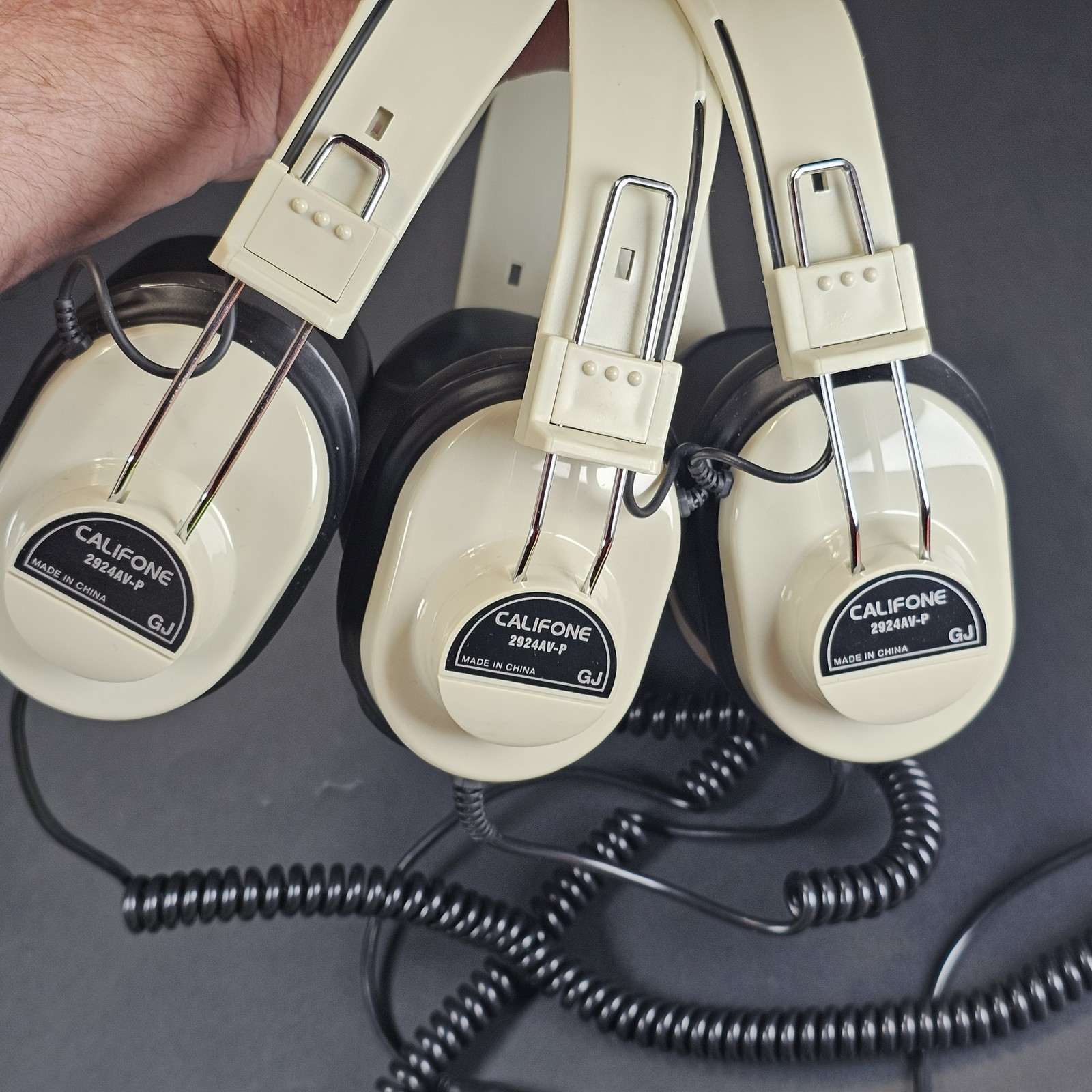 Lot of 3 Califone 2924AV-P Wired Over-Ear Headphones 1/4″ Plug Classroom Lab