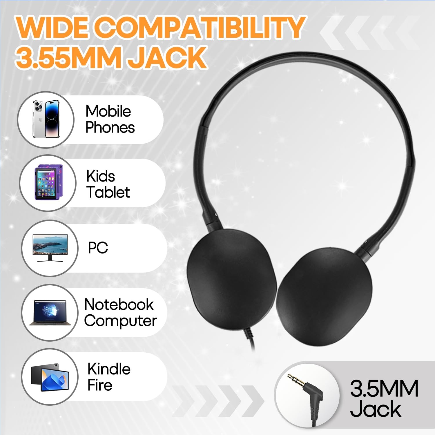 Classroom Headphones Bulk 100 Pack for School Kids K-12,Wholesale Durable Ear…