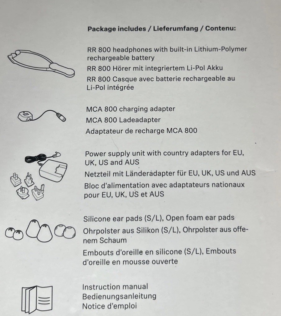 Sennheiser RR 800 Supplementary Headphones for the Set 860/Set 880 New (z)