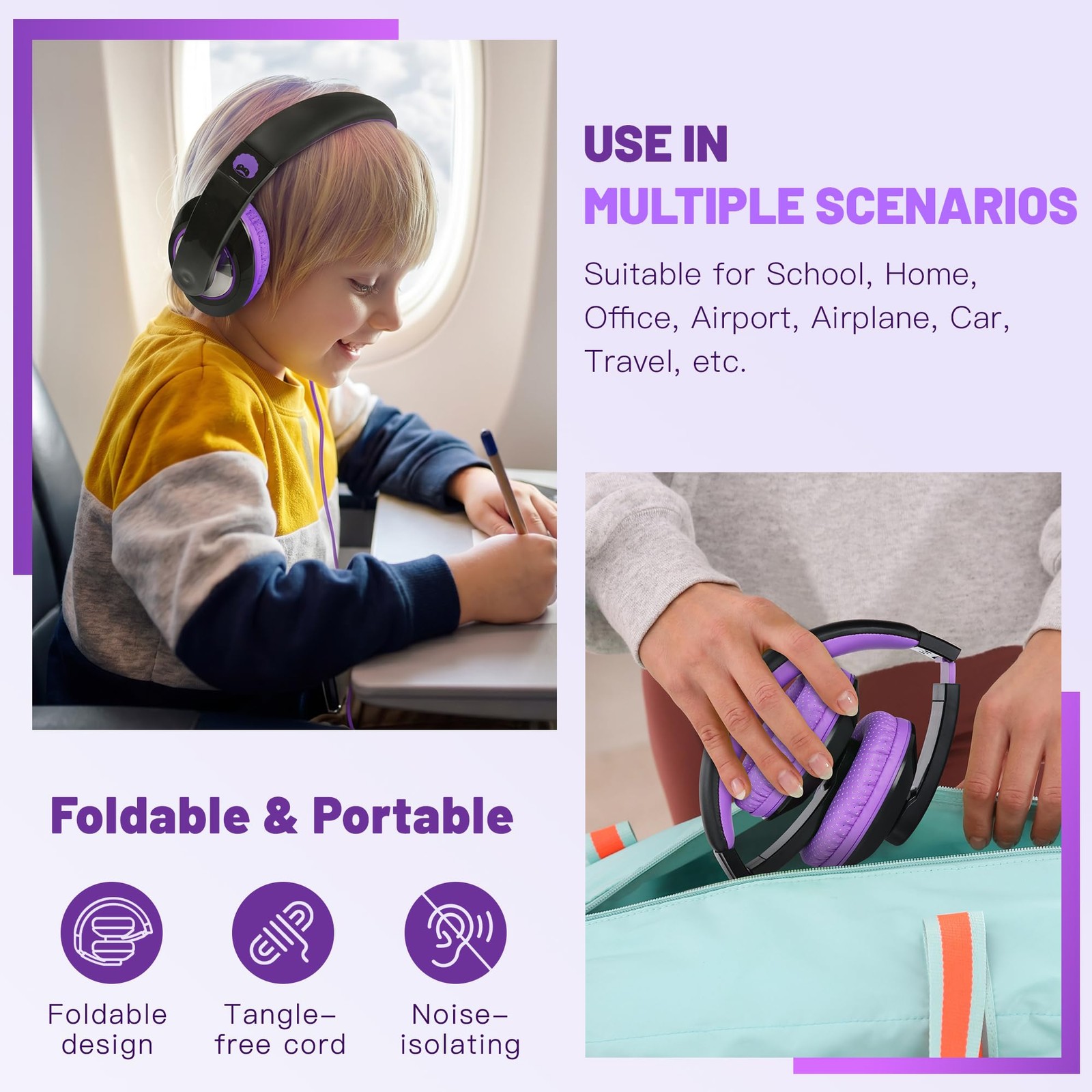Comfort Headphones for , Lightweight Foldable Portable Childs Boys Girls Teen…
