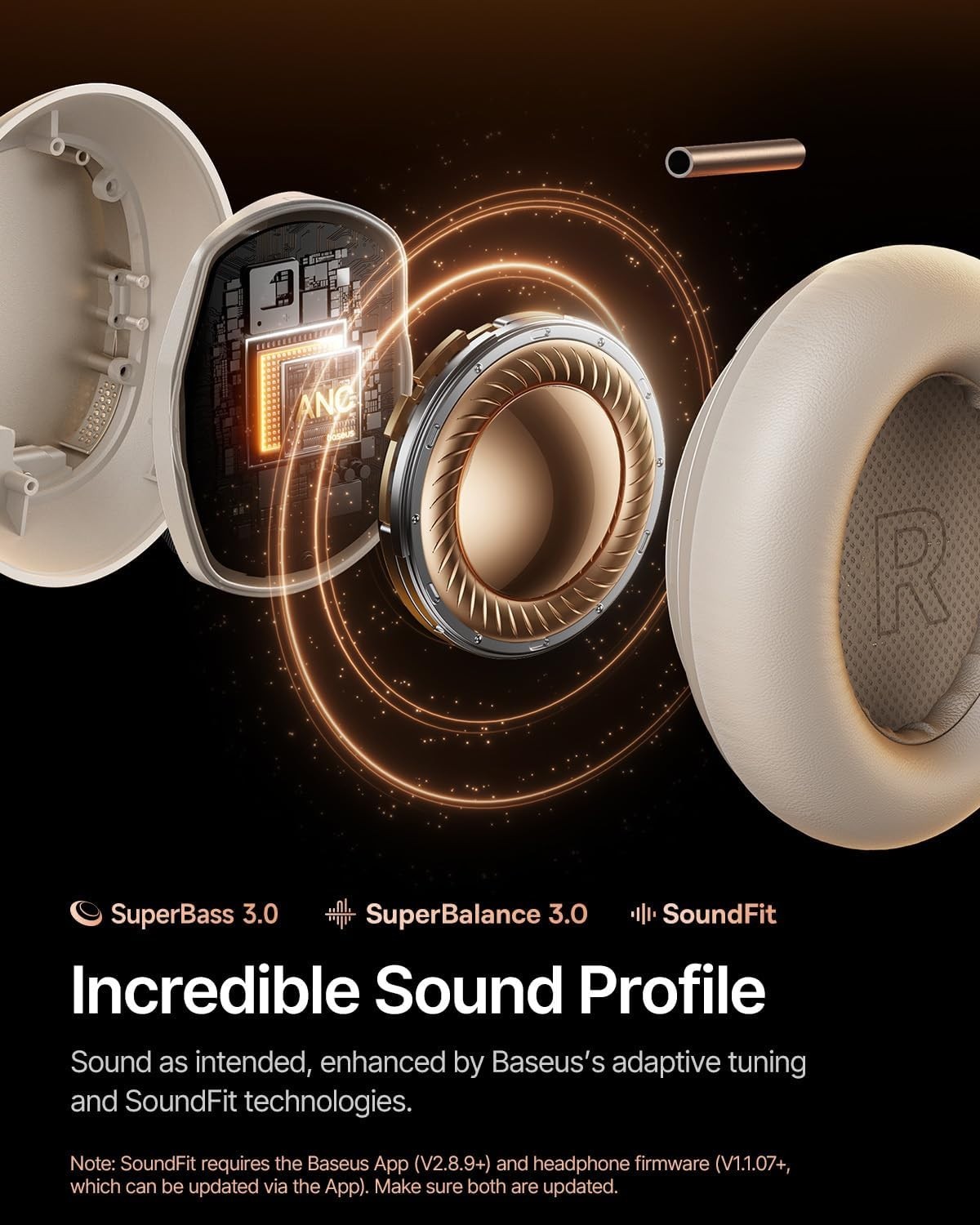 Baseus Inspire XH1 Adaptive Active Noise Cancelling Headphones, Sound by BOSE