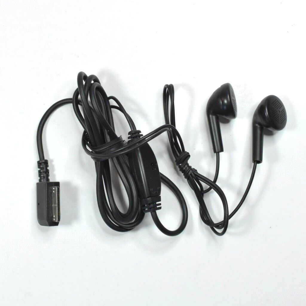 Earbud Headphones w/ Microphone, 16 Pin Jack, Black, 3ft Cable – New w/o Box
