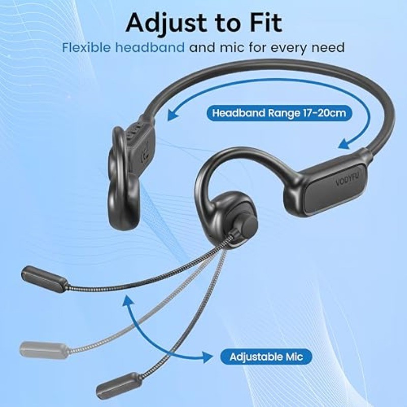 Open Ear Headphones with Mic,20H Bluetooth Headset with Microphone,5.4 Bluetooth