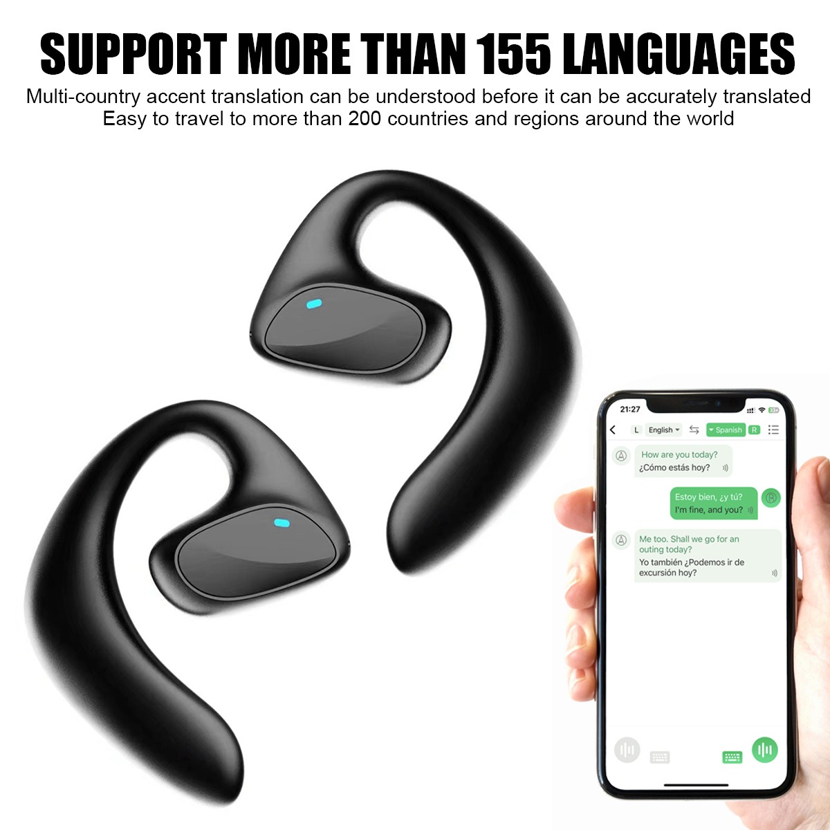 155+Languages Translator Earbuds Real Time Translator Earphones Smart Voice New