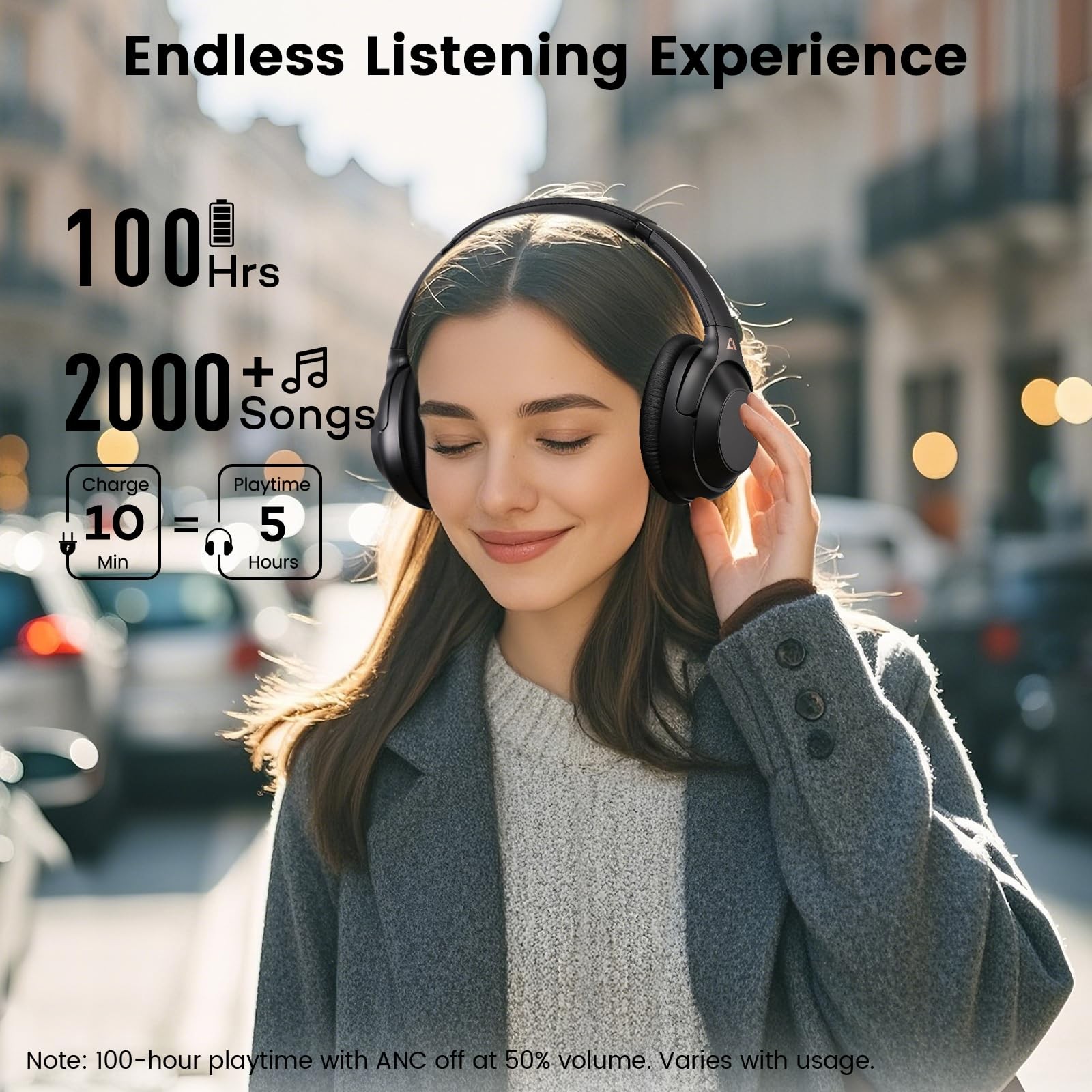 Hybrid Active Noise Cancelling Headphones, Bluetooth 6.0, LDAC Hi-Res Audio