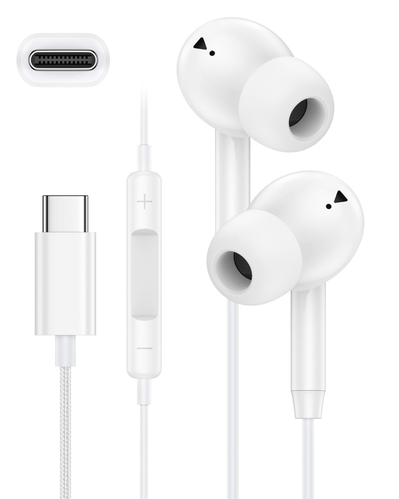 iPhone 17e 17 Headphones Wired USB C Ear Buds for 17 Pro Max White