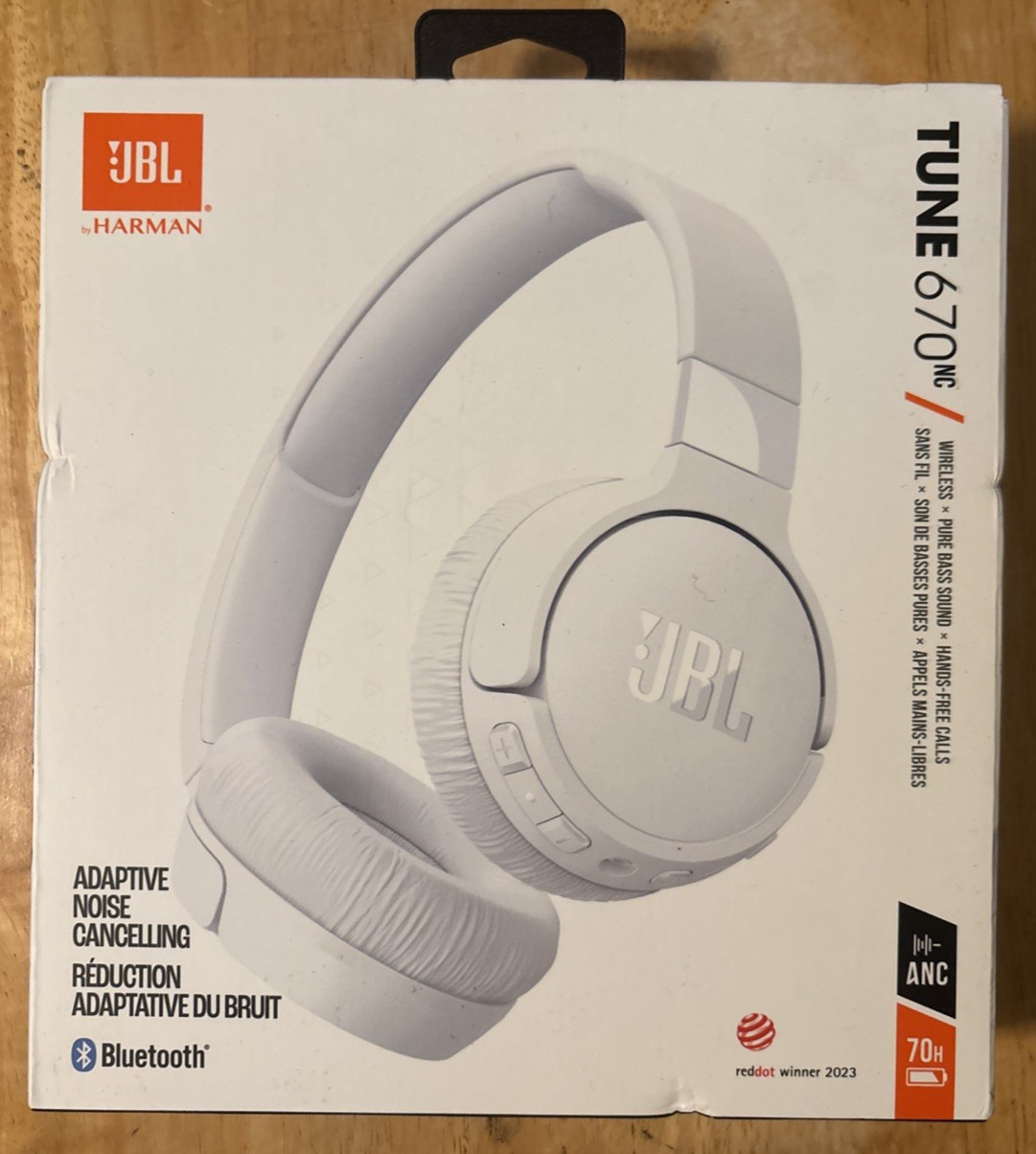 JBL Tune 670NC Noise Cancelling Wireless Headphones (JBLT670NCWHTAM).. FREE S&H!