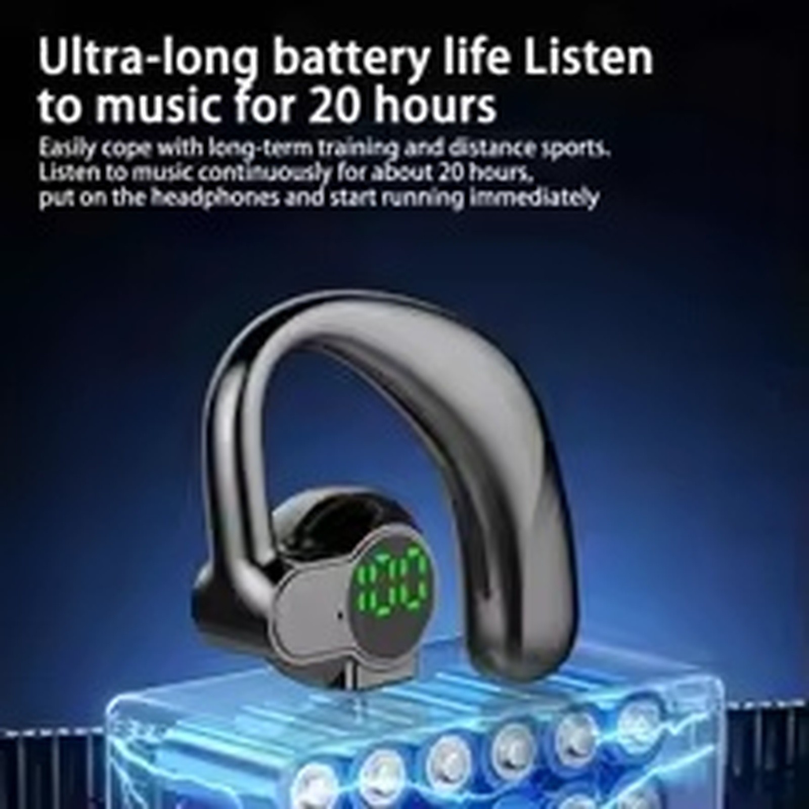 Open Ear Bluetooth Ear Hook Wireless Headset Single Ear LED Display Hands Free
