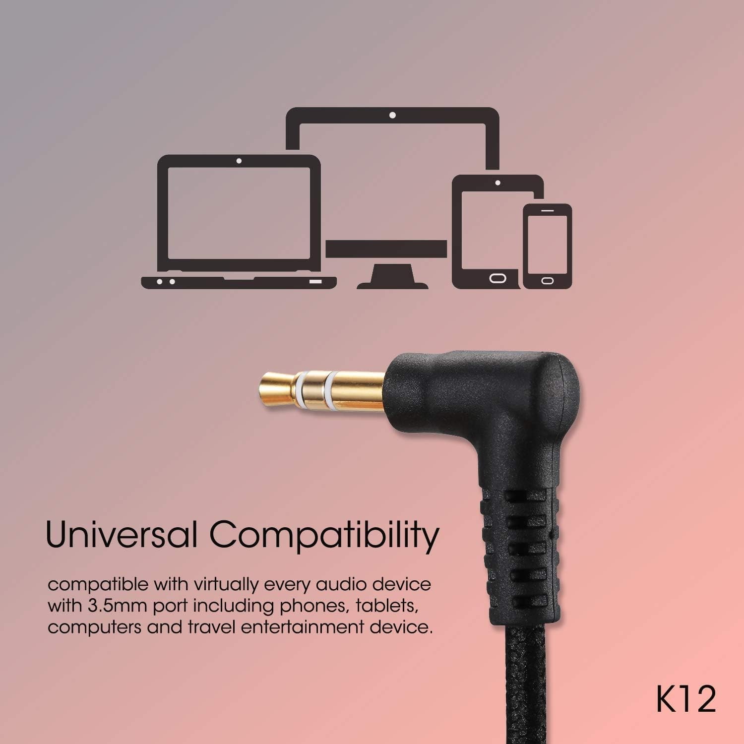 Headphones with Microphone K12 Stereo 5ft Long Cord with 85dB/94dB Volume Lim…