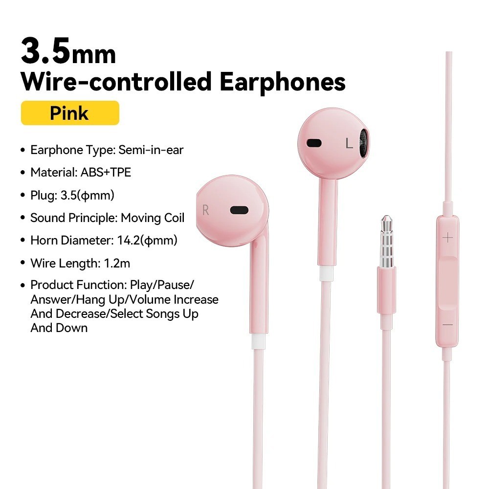 Essager 3.5mm Wired Earphones In-Ear Headset with Microphone Stereo Headphones