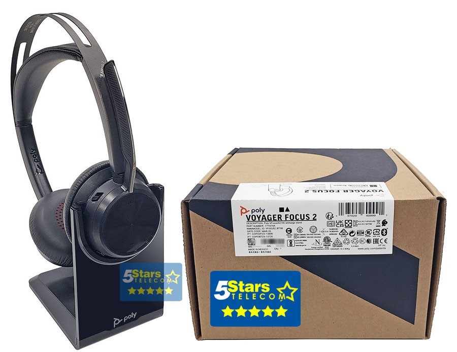Poly Voyager Focus 2 UC Microsoft Teams, USB-A, Charge Stand (77Y87AA) Brand New